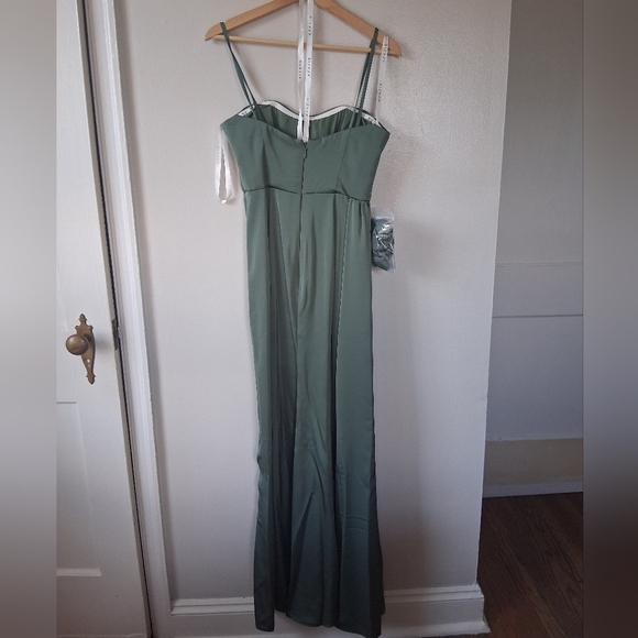 Azazie Amyra Eucalyptus Green Corset Gown Dress - Picture 3 of 6